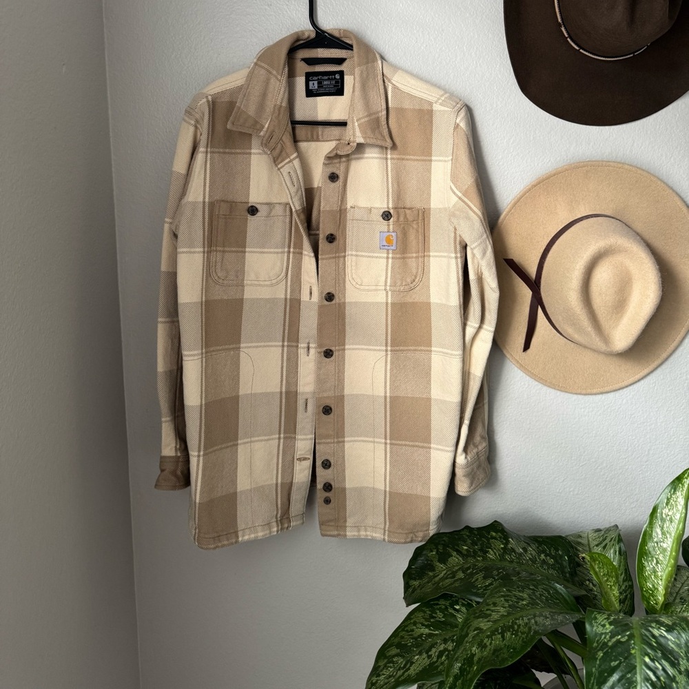 Carhartt Women’s Beige Checkered Shirt Jacket